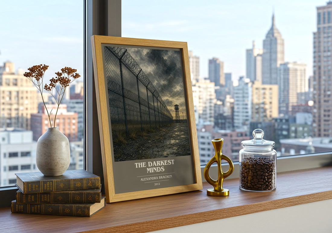 The Darkest Minds book cover print framed by window – literary home decor