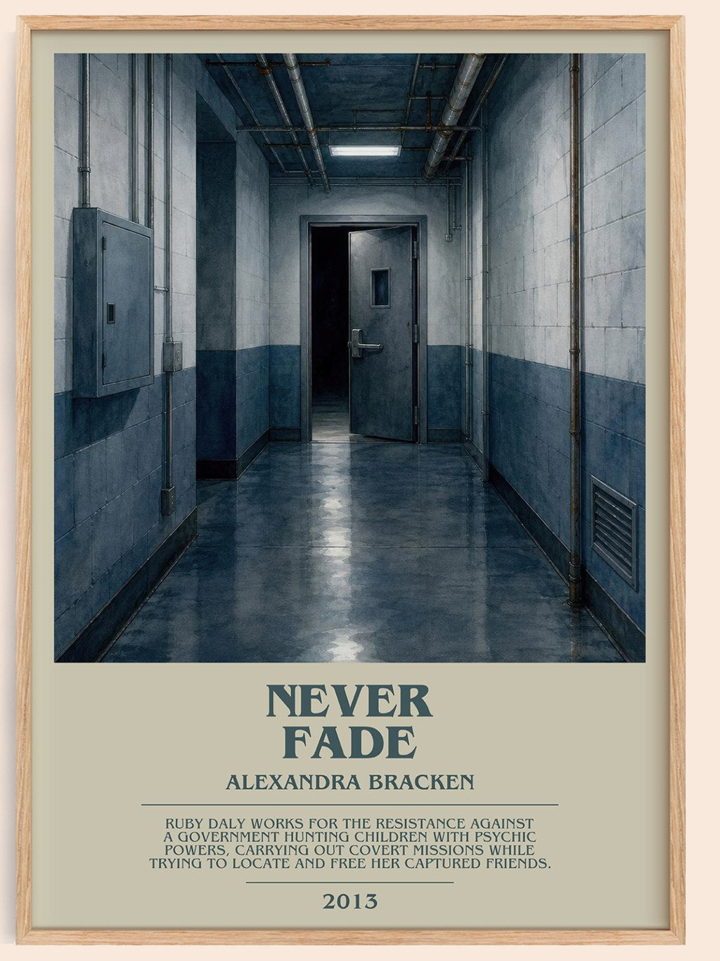 Never fade bookish book poster by Alexandra Bracken – framed literary art print
