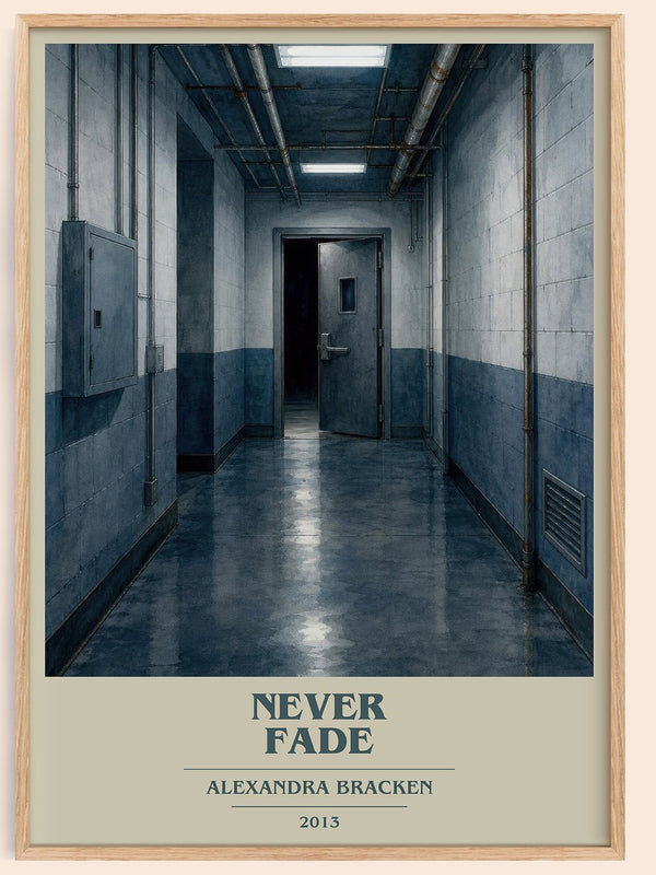 Never fade book cover book poster by Alexandra Bracken – framed literary art print