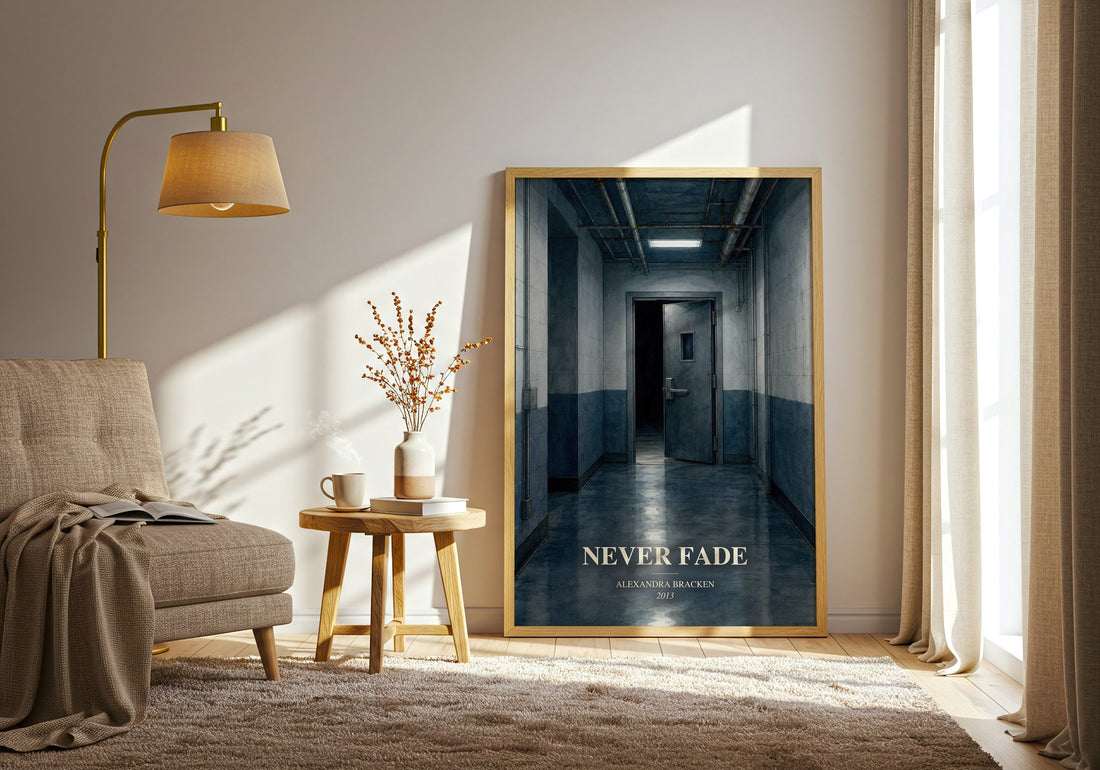 Never fade watercolour print in frame leaning in hallway – dystopian wall art