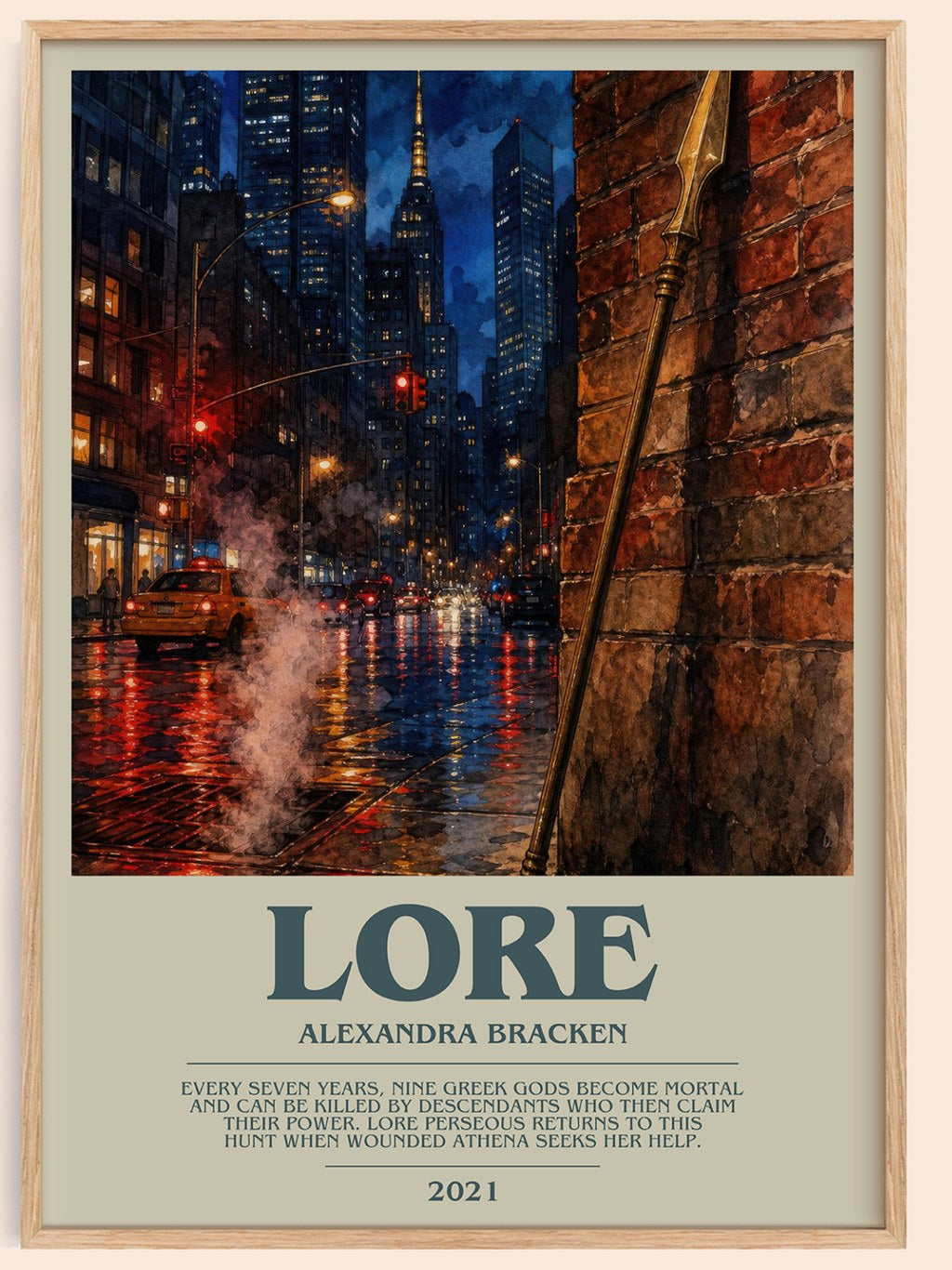 Lore bookish book poster by Alexandra Bracken – framed literary art print