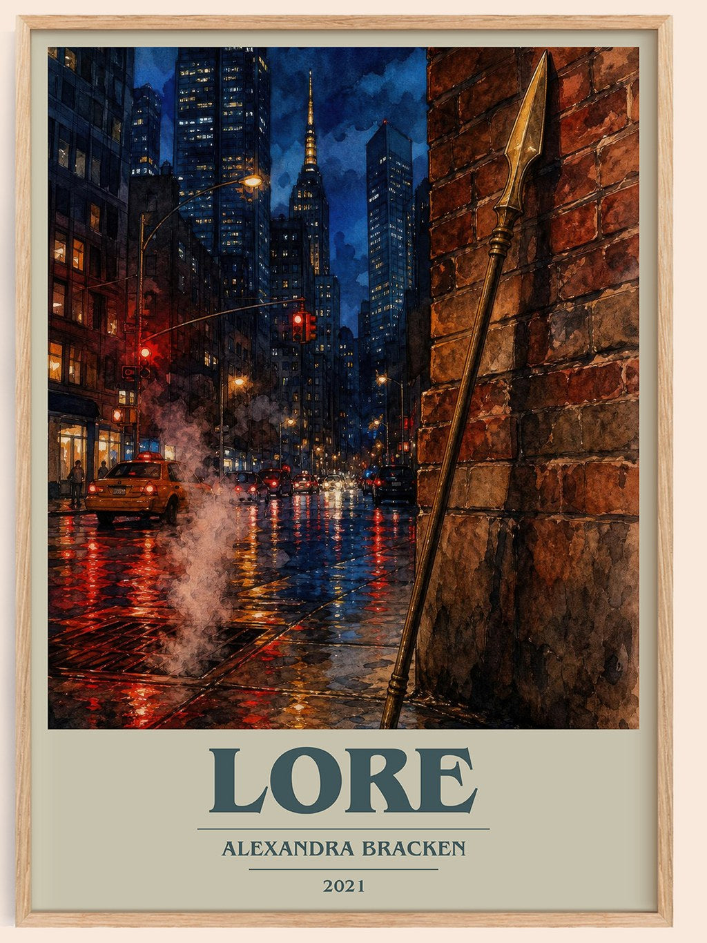 Lore book cover book poster by Alexandra Bracken – framed literary art print