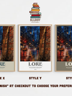Lore book cover print in frame leaning in hallway – fantasy wall art