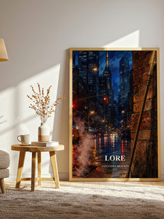 Lore watercolour print in frame leaning in hallway – fantasy wall art