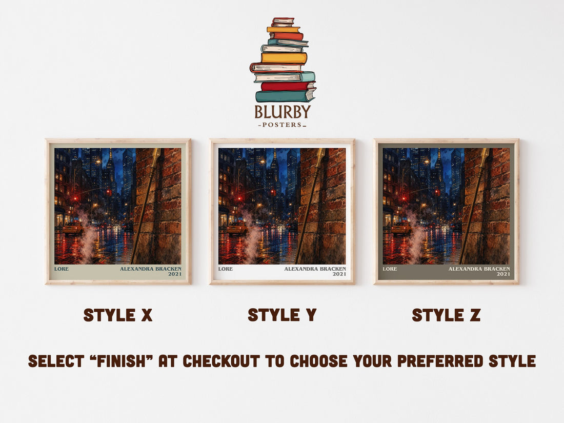 Lore literary print in frame leaning in hallway – fantasy wall art (mockup)