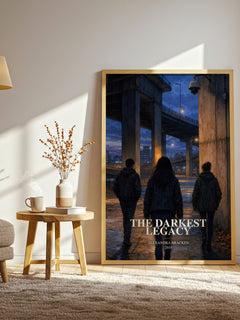 The darkest legacy watercolour print in frame leaning in hallway – young adult wall art