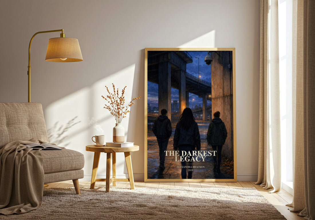 The darkest legacy watercolour print in frame leaning in hallway – young adult wall art
