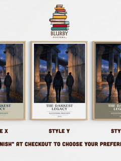 The darkest legacy book cover print in frame leaning in hallway – young adult wall art