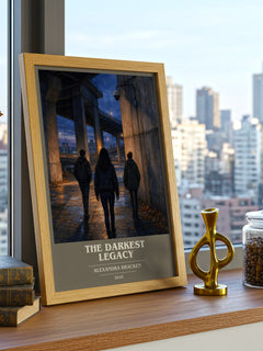 The darkest legacy book cover print framed by window – literary home decor