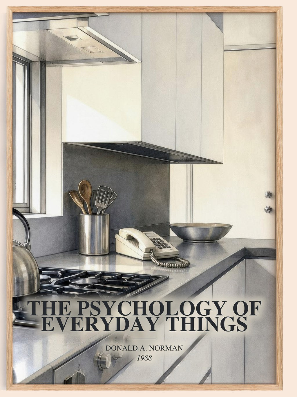 The Psychology of Everyday Things watercolour book poster by Donald A. Norman – framed literary art print