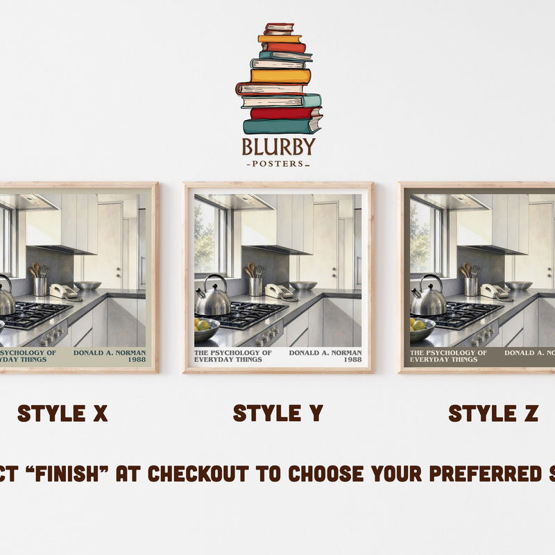 The Psychology of Everyday Things literary print in frame leaning in hallway – non fiction wall art