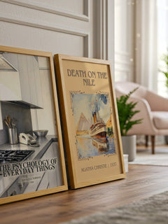 The Psychology of Everyday Things watercolour print framed by window – literary home decor