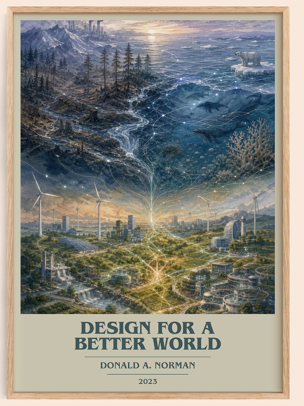 Design for a Better World book cover book poster by Donald A. Norman – framed literary art print