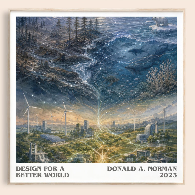 Design for a Better World literary book poster by Donald A. Norman – framed literary art print