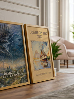 Design for a Better World watercolour print framed by window – literary home decor