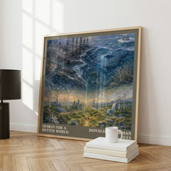 Design for a Better World literary print framed by window – literary home decor