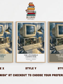 The invisible computer book cover print in frame leaning in hallway – non fiction wall art