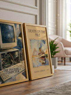 The invisible computer watercolour print framed by window – literary home decor