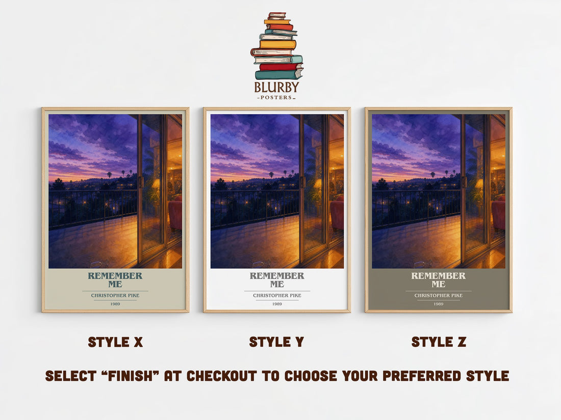 Remember Me book cover print in frame leaning in hallway – young adult wall art (mockup)