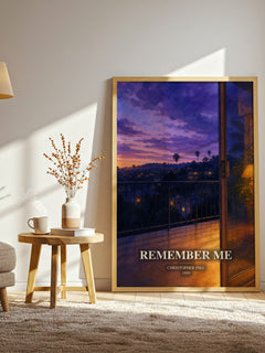 Remember Me watercolour print in frame leaning in hallway – young adult wall art