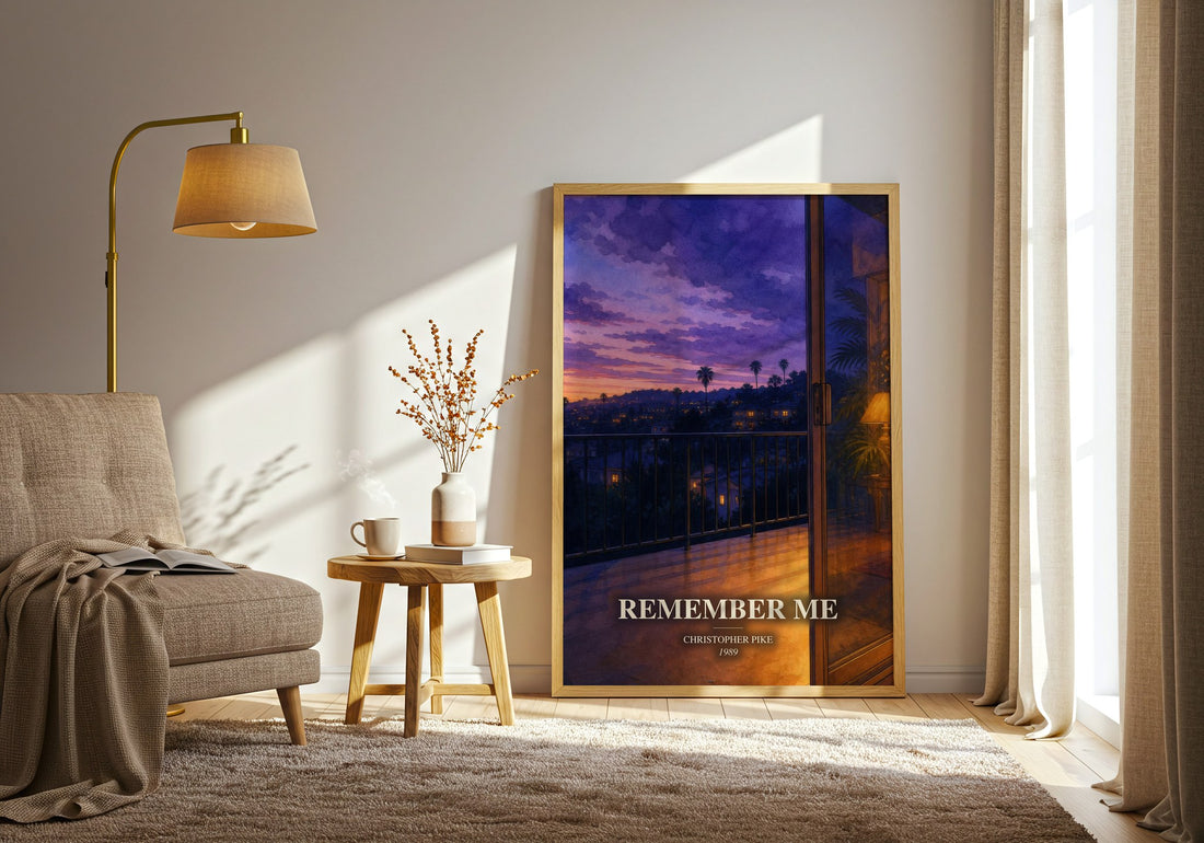 Remember Me watercolour print in frame leaning in hallway – young adult wall art