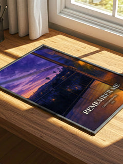 Remember Me watercolour book poster framed on wall – young adult wall art