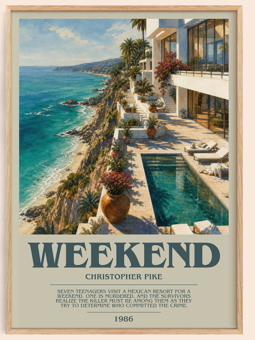 Weekend bookish book poster by Christopher Pike – framed literary art print