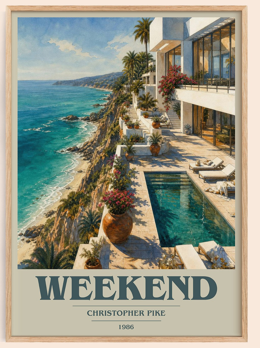 Weekend book cover book poster by Christopher Pike – framed literary art print