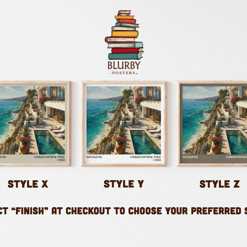 Weekend literary print in frame leaning in hallway – thriller wall art