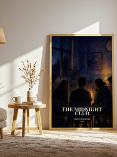 The Midnight Club watercolour print in frame leaning in hallway – young adult wall art