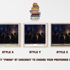 The Midnight Club literary print in frame leaning in hallway – young adult wall art