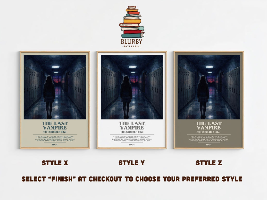 The Last Vampire bookish print in frame leaning in hallway – young adult wall art (mockup)