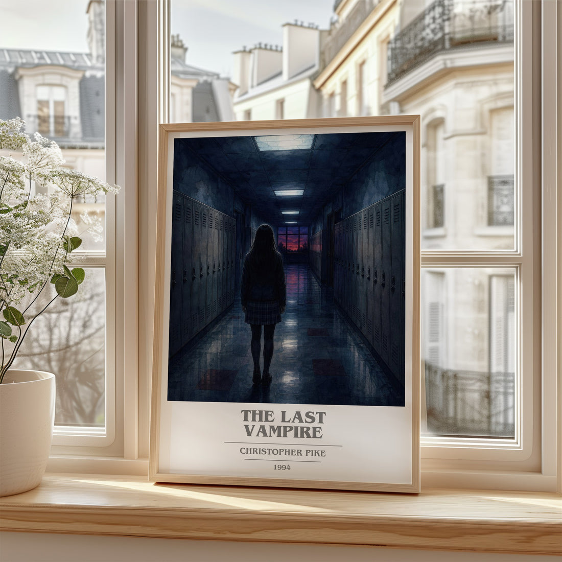 The Last Vampire Book Cover Poster by Christopher Pike – framed print by a bright window