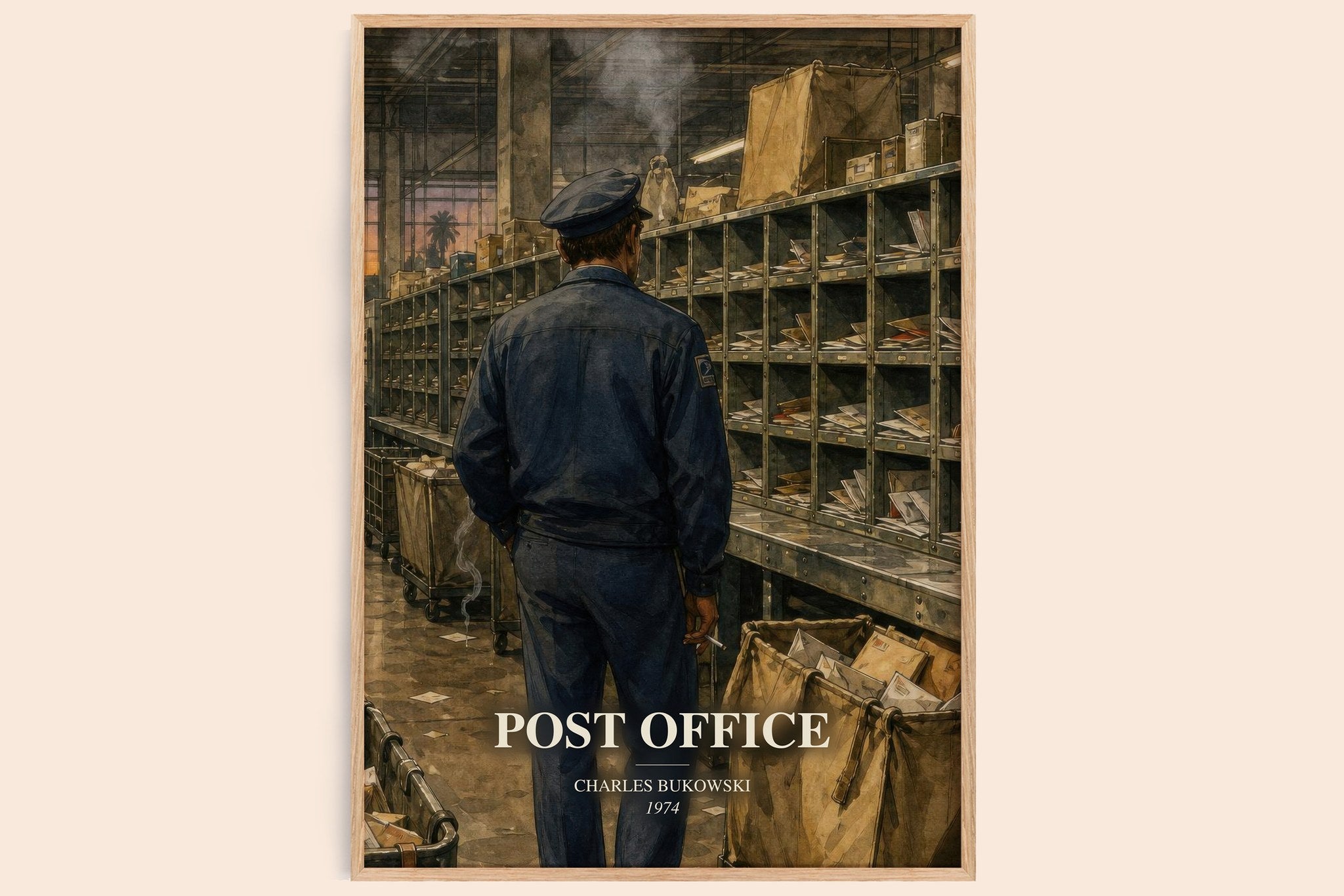 Post office Book Watercolour Illustration by Charles Bukowski