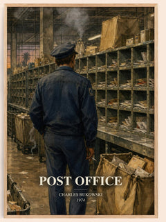 Post office watercolour book poster by Charles Bukowski – framed literary art print
