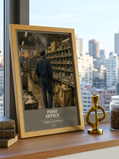 Post office book cover print framed by window – literary home decor