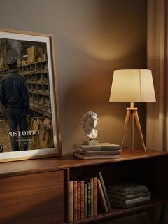 Post office watercolour print on bookshelf – Charles Bukowski fan gift