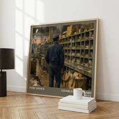 Post office literary print framed by window – literary home decor