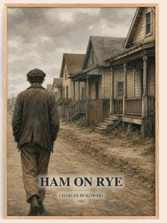 Ham on Rye watercolour book poster by Charles Bukowski – framed literary art print