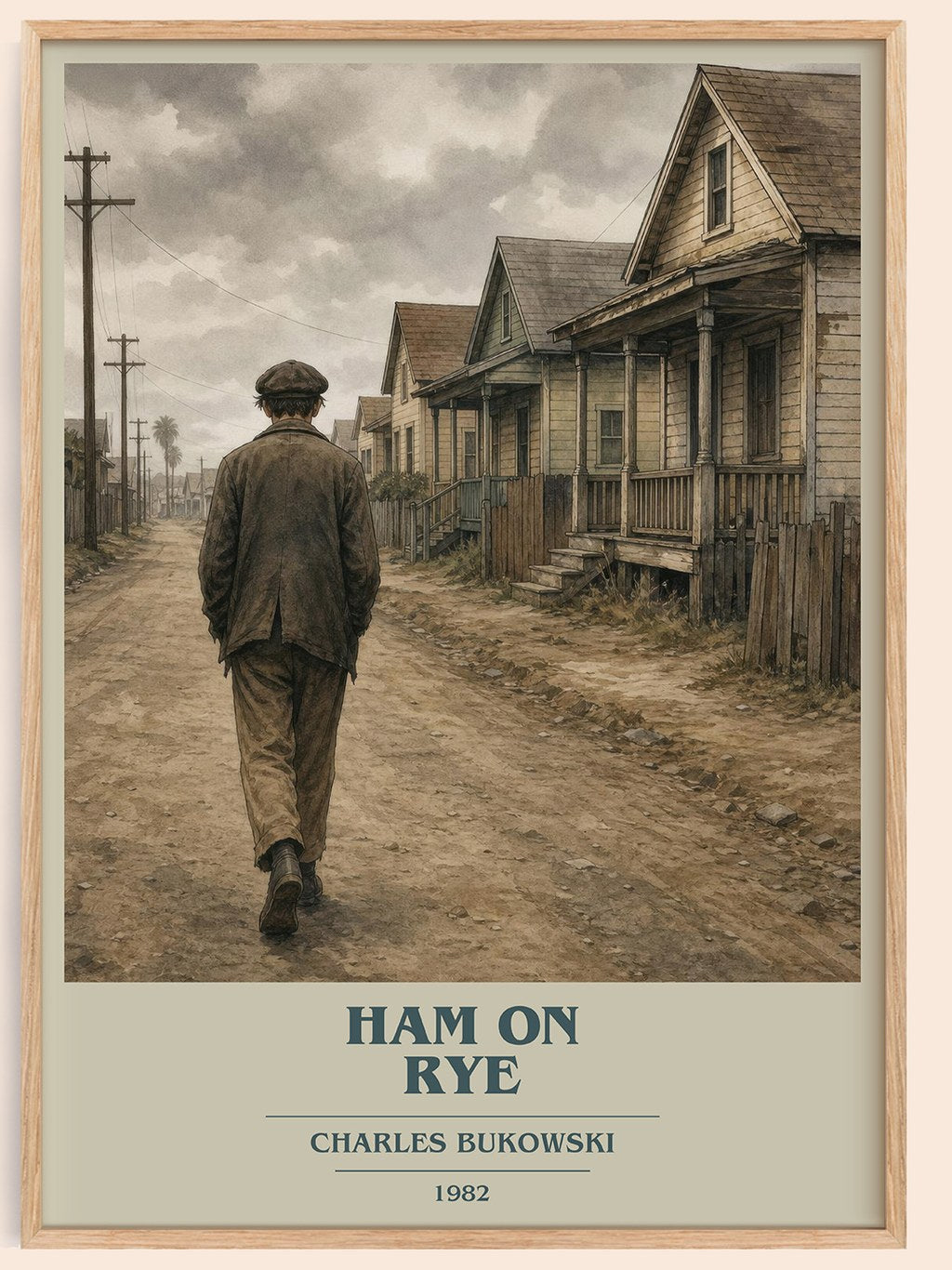 Ham on Rye book cover book poster by Charles Bukowski – framed literary art print