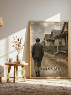 Ham on Rye watercolour print in frame leaning in hallway – literary fiction wall art