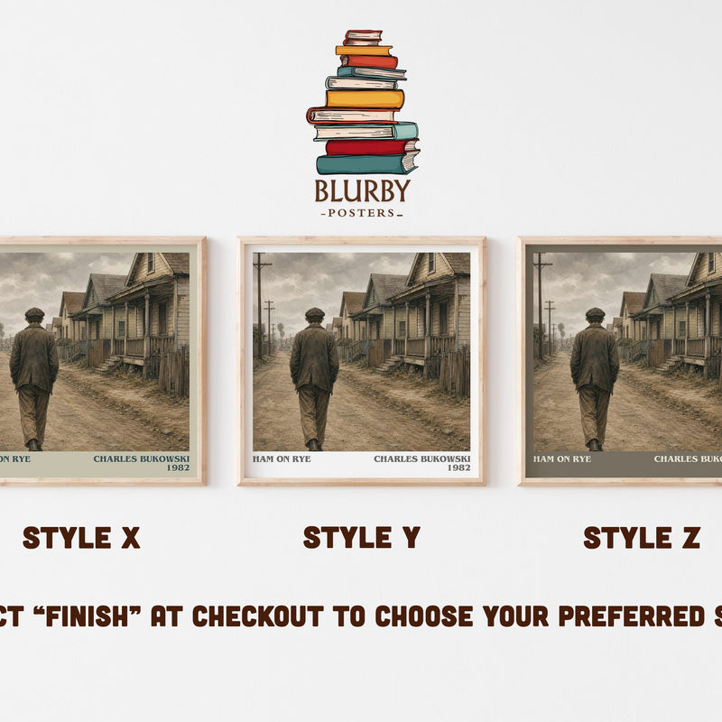 Ham on Rye literary print in frame leaning in hallway – literary fiction wall art