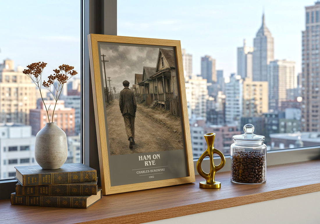 Ham on Rye book cover print framed by window – literary home decor