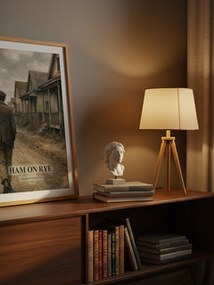 Ham on Rye watercolour print on bookshelf – Charles Bukowski fan gift