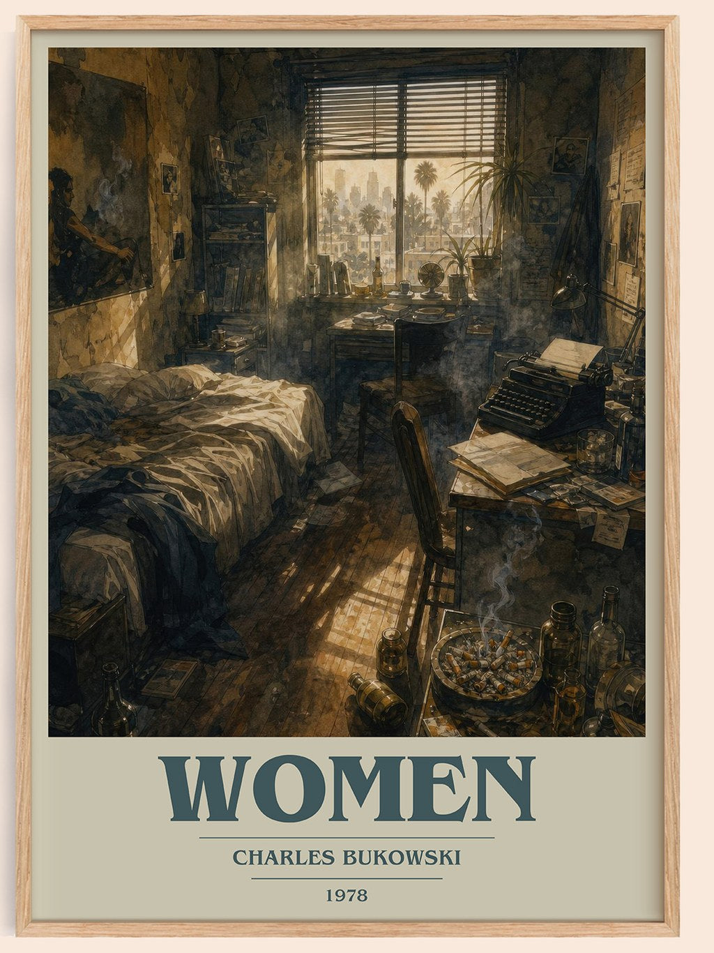 Women book cover book poster by Charles Bukowski – framed literary art print