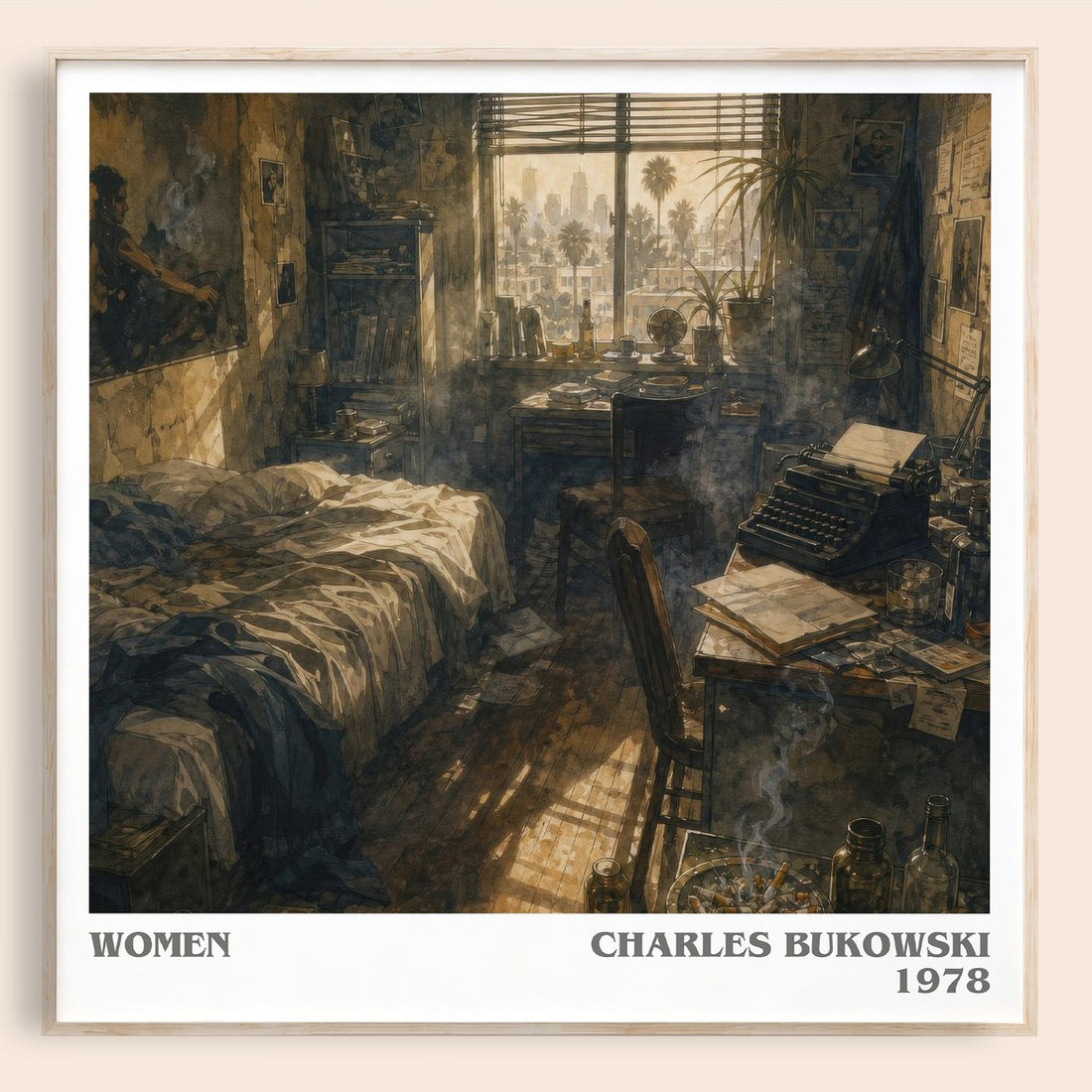 Women literary book poster by Charles Bukowski – framed literary art print