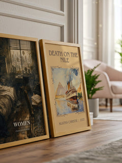 Women watercolour print framed by window – literary home decor