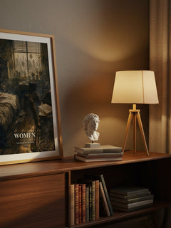 Women watercolour print on bookshelf – Charles Bukowski fan gift