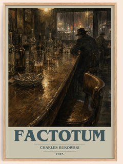 Factotum book cover book poster by Charles Bukowski – framed literary art print