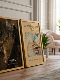 Factotum watercolour print framed by window – literary home decor
